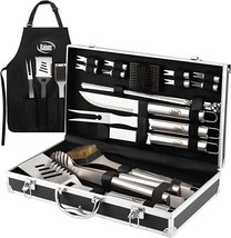 21 piece Grilling Accessories Outdoor Grill with Aluminum Case and Apron - £35.79 GBP