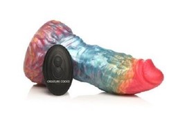 Creature Cocks Rainbow Phoenix Vibrating Silicone Dildo Suction Cup Dong - £55.31 GBP