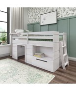 Max &amp; Lily Modern Farmhouse Low Loft Bed, Twin Bed Frame For Kids With 1... - £413.61 GBP