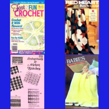Crochet Bundle of 4 Booklets Fast &amp; Fun, Quilts, Learn  Stitches,  Baby ... - £7.15 GBP