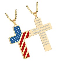 18+2 Inch Cross Necklace Bible Verse Stainless Steel - £43.21 GBP