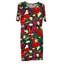 LuLaRoe Retired Julia Dress S Floral Red Green Purple White Print SS For... - £14.86 GBP