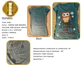 T-Shirt OWL be Home for Christmas L.O.L. VINTAGE Sm. V-Neck Cap Sleeves ... - £13.93 GBP