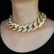 15CT Round Cut Simulated Diamond Women&#39;s Choker Necklace Gold Plated 925 Silver - £572.53 GBP