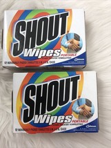 (2) NOS Vintage Shout Wipes Instant Stain Remover 12 Wipes Prop 1999 Total 24 - £10.92 GBP