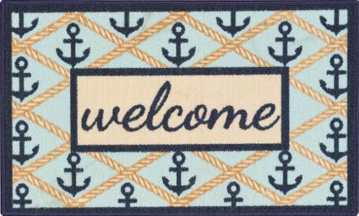 Primary image for KITCHEN ACCENT RUG (nonskid back) (17" x 28") MANY ANCHORS, WELCOME, NR