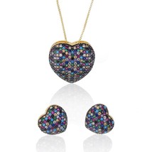 Gold copper multi colors cubic zirconia fashion earrings necklace jewelry set for women thumb200