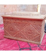 Vintage Unstained Hand Carved Moroccan Cedar wooden large CABINET, Carve... - £1,178.74 GBP