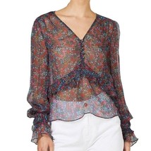 Stevie May blue sheer wildflower floral prairie Mercy blouse extra small... - $37.99