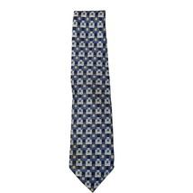 Stafford Executive Mens Tie 100% Silk Blue Geometrical Wide Classic NeckTie - $11.99