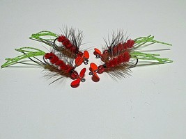 2022----  Spinner Flies, Red-Chartreuse Tail, Size 6, sold per 4, HOT! - £5.06 GBP