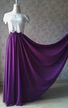 Plum Long Chiffon Maxi Skirt Outfit Womens Custom Plus Size Chiffon Skirt image 1