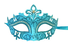 Light Blue Princess Crystal Venetian Mardi Gras Masquerade Mask - £7.83 GBP