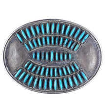 Vintage Zuni Blue Gem turquoise sterling needlepoint belt buckle - £655.98 GBP