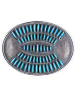 Vintage Zuni Blue Gem turquoise sterling needlepoint belt buckle - £655.98 GBP