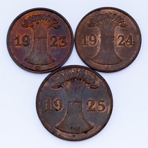 1923-1925 Deutsche 1 &amp; 2 Rentenpfennig Münze Menge Von 3 ( Au-Bu ) Km #30 , 38 - £42.82 GBP
