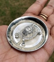 999 Silver Hindu Religious Lord Vishnus Turtle Kachua + Silver Plate, Fr... - $165.83