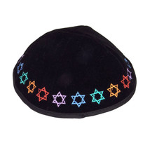 Black Velvet Yarmulke Jewish Kippah Star of Magen David Israeli Yamaka K... - €16,73 EUR