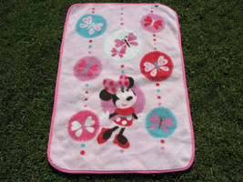 Kidsline Minnie Mouse Luxe Luxury Plush Baby Girl Blanket Disney Pink Butterfly - £26.72 GBP