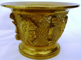 VINTAGE DECORATIVE SOLID BRASS HEAVY MORTAR (no pestle) PLANTER - £50.97 GBP