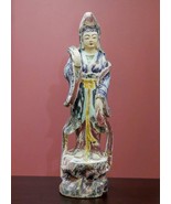 Vintage Chinese Wood Carved Quan Yin Guanyin Polychromed Statue - 25&quot; Tall - £179.19 GBP