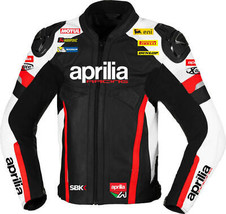 Men&#39;s APRILIA New Motorbike Racing Leather Jacket MOTOGP Motorcycle Biker - £127.49 GBP