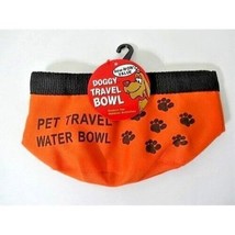 Portable Dog Cat Water Food Bowl Pet Animal Orange Black Paws Travel Hik... - $14.97