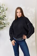 Zenana Exposed Seam Mock Neck Long Sleeve Blouse - £32.12 GBP