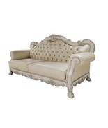 Dresden 85.5&quot; Sofa w/4 Pillows, Faux Leather &amp; Bone White Finish - $46,405.39 MXN