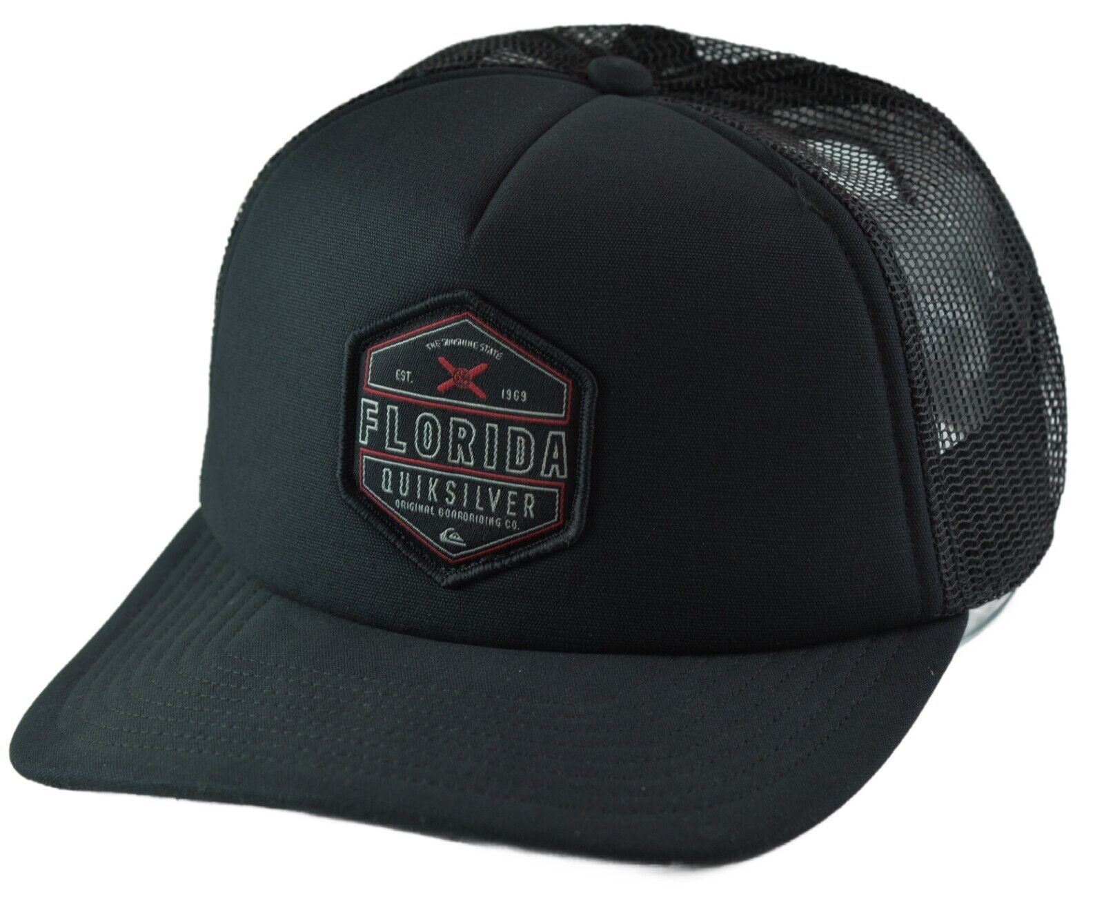 Quiksilver Destinado Florida Mesh Back Cap Black Snapback Trucker Hat