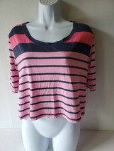 Hollister Womens Juniors Shirt Top Small Stripe 3/4 Sleeves - $3.22