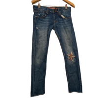 Lucky Legend Sienna Tomboy Cropped Jeans Blue Star Patches Vintage 00/24... - £18.57 GBP