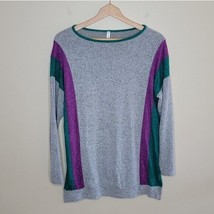 Emerald | Heathered Gray Purple Teal Lightweight Sweater, size small - £15.21 GBP