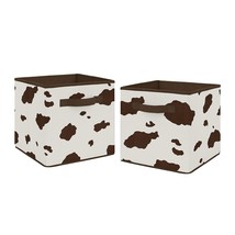 Sweet Jojo Designs Brown and Cream Cow Print Foldable Fabric Storage Cub... - $70.29