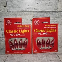 GE String A Long Classic Replacement Bulbs Lights RED WX6-25/50 Vintage 2 Packs - £7.34 GBP