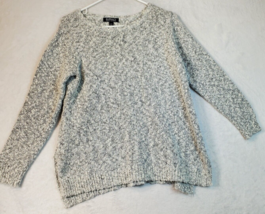 Buffalo Sweater Womens Large Gray Knit Cotton Long Raglan Sleeve Round Neck Slit - £12.73 GBP