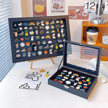 Pin Display Case Leather Density Board Velvet Brooch Badge Medal Storage... - $27.82+