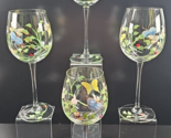 4 Lenox Butterfly Meadow Handpainted Wine Glasses Set Clear Floral Stemw... - $56.30