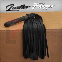 Real Cow Hide Black Leather Flogger 50 Thick Tails Heavy &amp; Thuddy impact Whip - £16.55 GBP