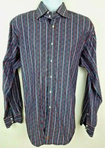 Thomas Dean Long Sleeve Button Up Colorful Striped Mens Club Shirt Size XL - £15.82 GBP