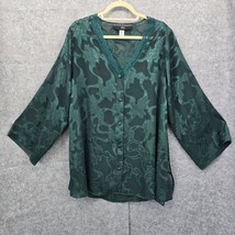 Foret De Framboise Paris NY Milano Sleepshirt Woman Medi Green Sheer Floral - $9.04