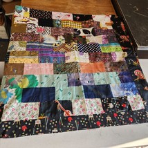 Vtg Quilt Top Unfinished Bedspread Hand Sewn Cotton Multicolor Fabrics 78&quot; x 76&quot; - £49.24 GBP