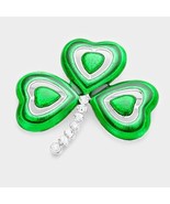Clover green crystal pins brooch - €11,28 EUR