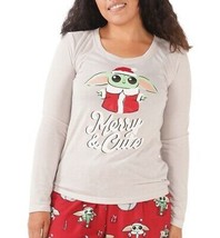 Munki Munki Womens Printed Grogu Holiday Family Pajama Top Only,1-Piece Grey 3X - £32.17 GBP