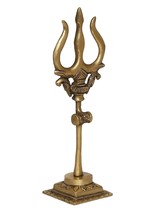 Brass Trishul with Damru Lord Shiva Religious Idol ~ Energized ~18 cm( Pack Of 2 - £30.95 GBP