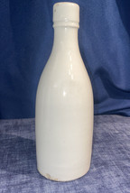 Antique White Milk Glass Tall-Tapered Soda / Beer Bottle 7.5” H  X   2.5... - $21.49