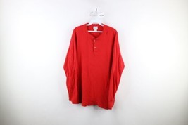 Vtg 90s Streetwear Mens XL Distressed Wool Blend Thermal Knit Henley T-Shirt USA - £31.11 GBP