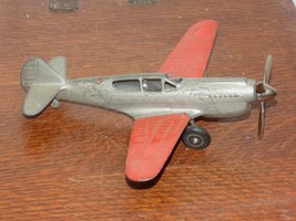 Vintage Hubley Cast Metal Toy Plane Red Wings Embossed - $1,568.60 MXN