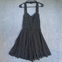 Coldwater Creek Halter Dress Womens 10 Black Polka Dot Silk Chiffon Lined Skirt - £10.50 GBP