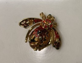 Joan Rivers Bee Pin Brooch Four Seasons Fall Autumn Leaves Enamel Crystals - £35.87 GBP